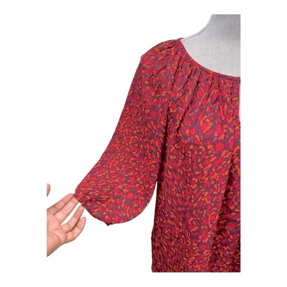 Ann Taylor Loft Popover Top Blouse Speckled M Petite Keyhole Smocked
Neck - Picture 6 of 9